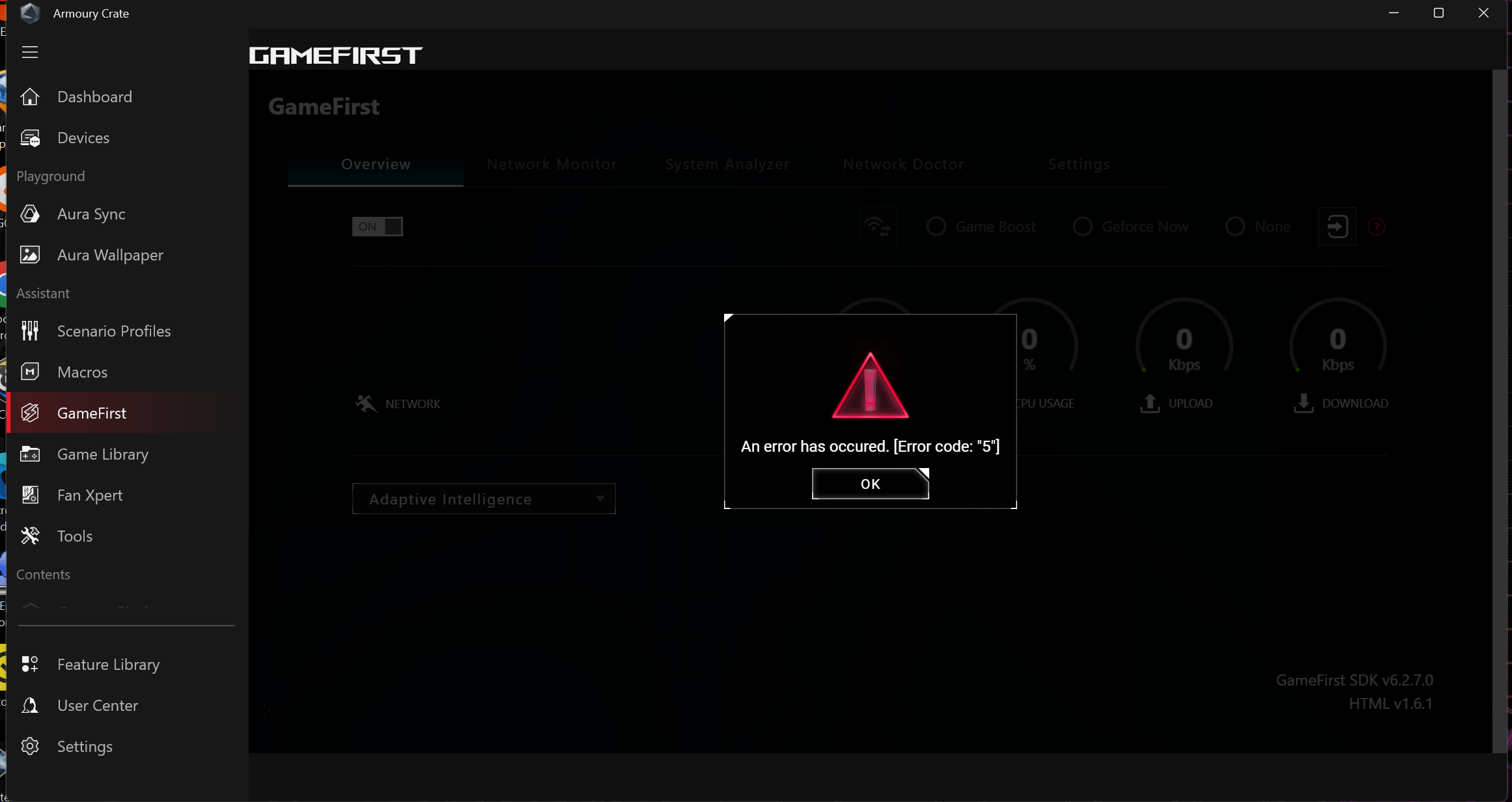 Armoury Crate GameFirst Error - Republic of Gamers Forum - 1093036
