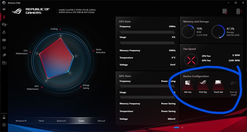 GL704GV missing Panel Overdrive in Armoury Crate Republic of Gamers