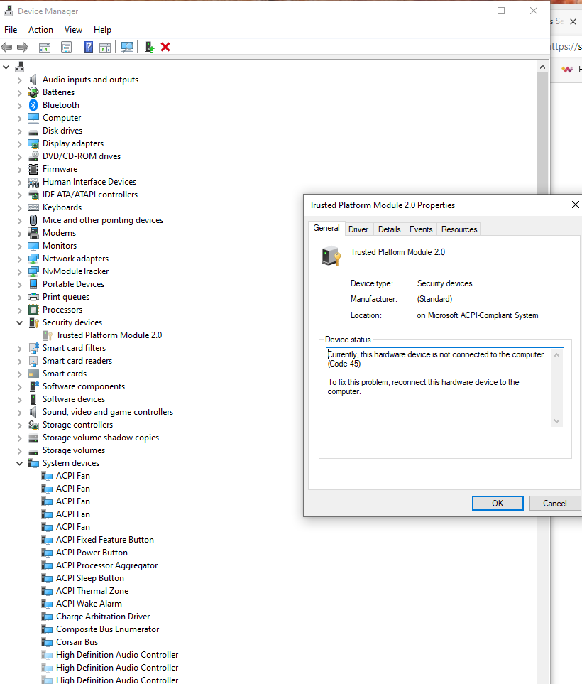 TPM Hardware device not connected Republic of Gamers Forum 864285