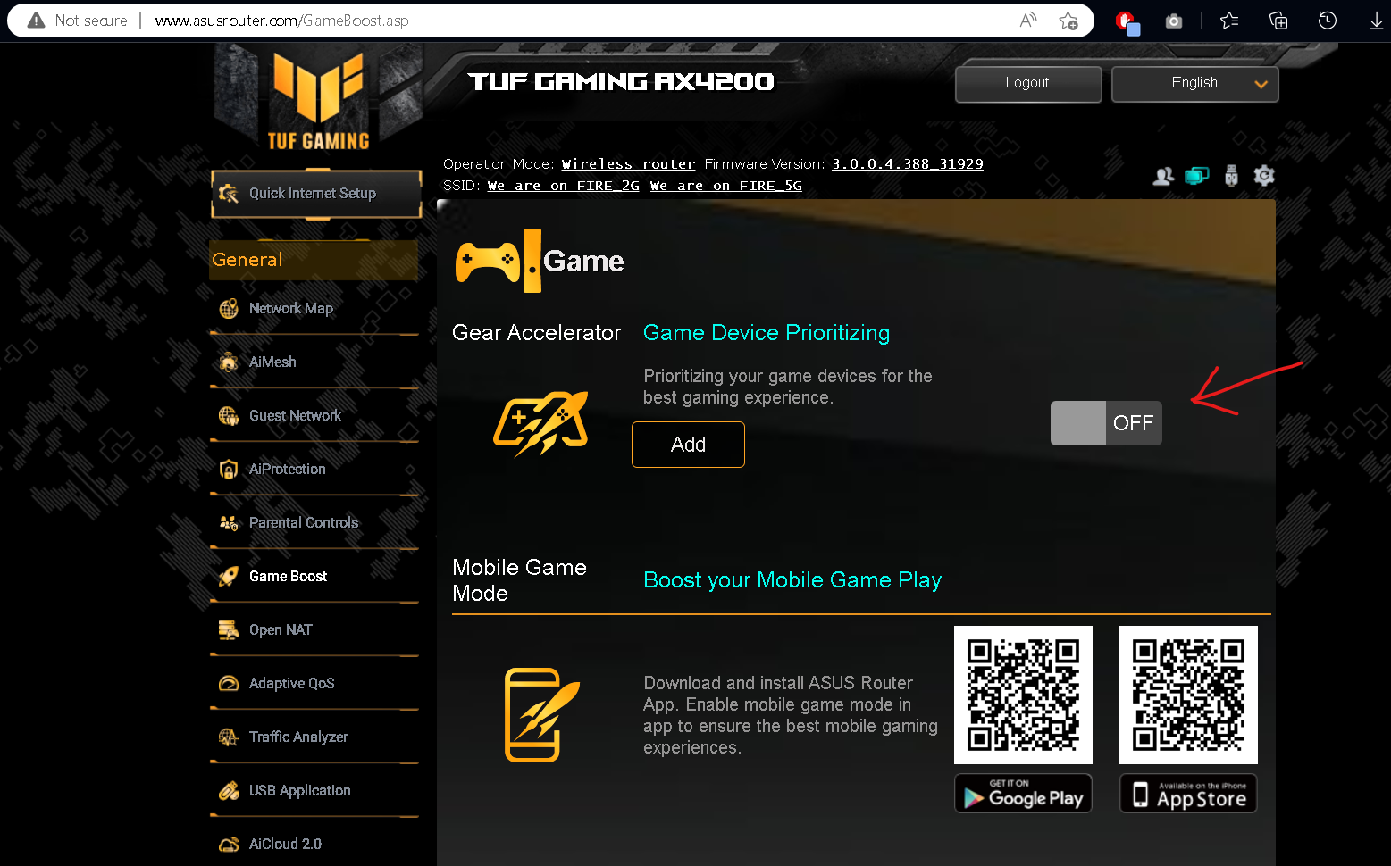 Unable to enable "Game Device Prioritizing" option... Republic of