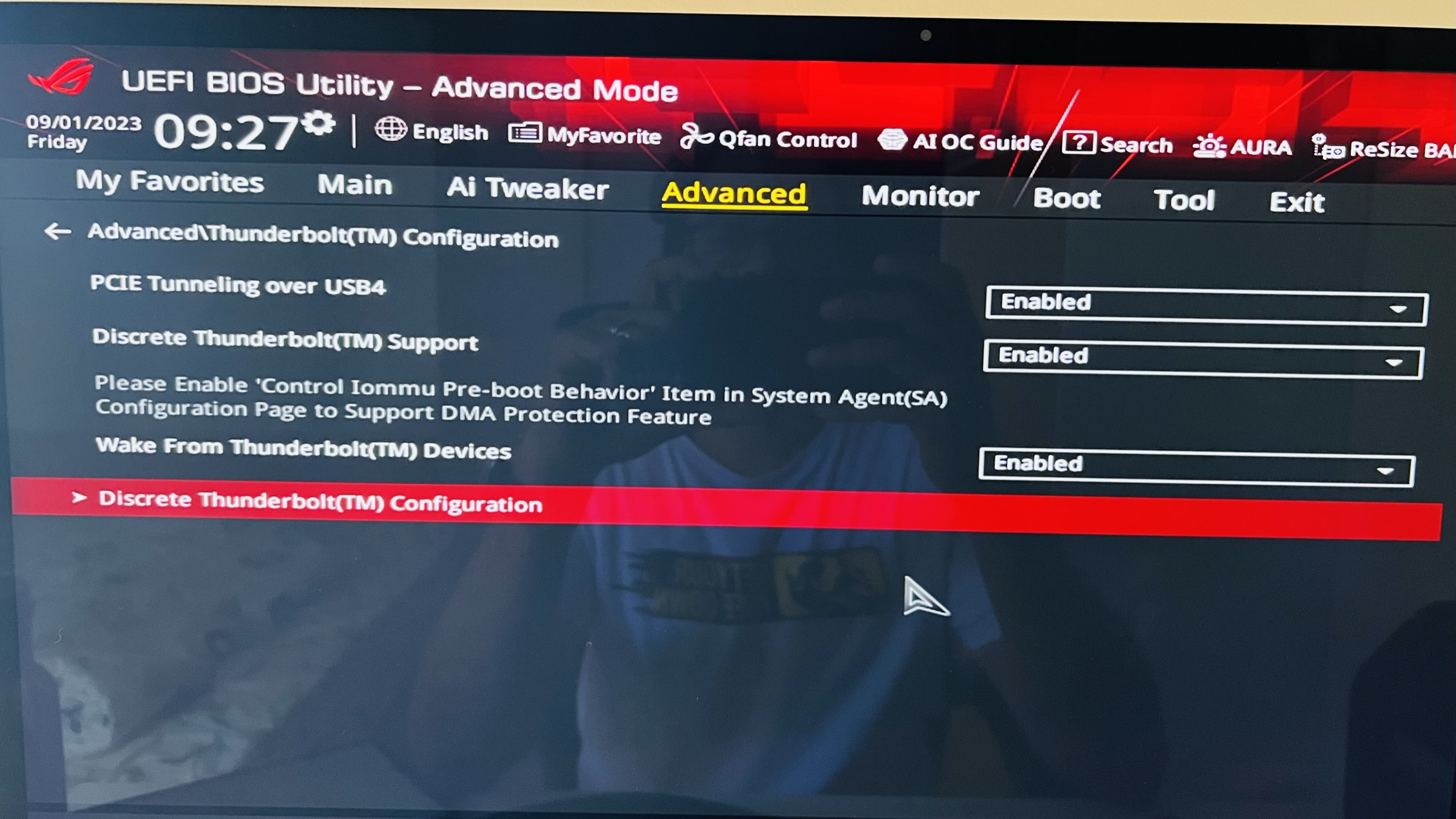 How to enable PCIE tunneling in Thunderbolt 4 Republic of Gamers Forum 954318