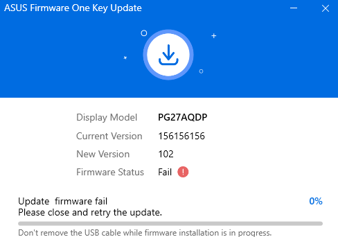 Solved: ASUS PG27AQDP MCM102 Firmware update failed - Republic of 