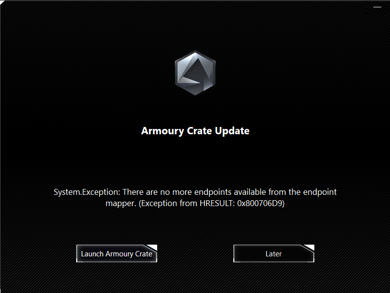Error 0x800706D9 When Updating Armoury Crate - Republic of Gamers Forum ...